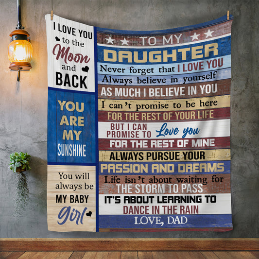 To My Daughter Love Dad Blanket Sherpa 50 x 60