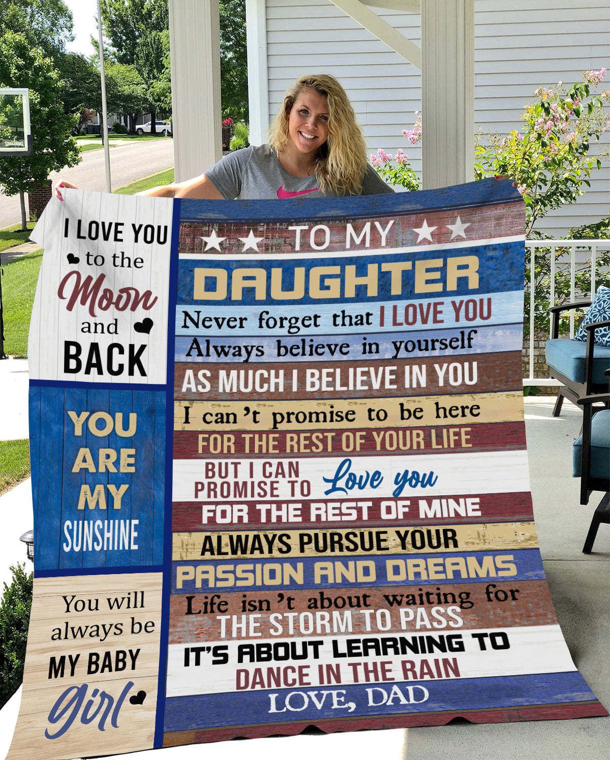 To My Daughter Love Dad Blanket Sherpa 50 x 60