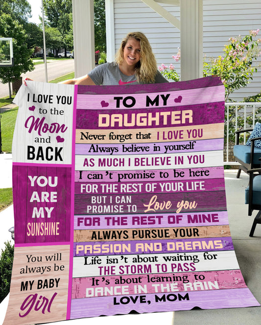 To My Daughter Love Mom Sherpa Blanket 50 x60 Size